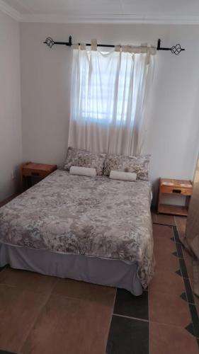 a bedroom with a large bed with a window at Mooi Nooi in Beaufort West