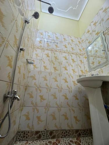 a bathroom with a shower and a sink at Ciara's Home Entebbe in Entebbe