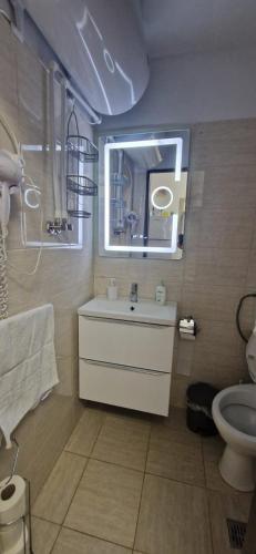 a bathroom with a sink and a toilet at Apart 2camere Complex Alfa&Beta Saturn in Saturn