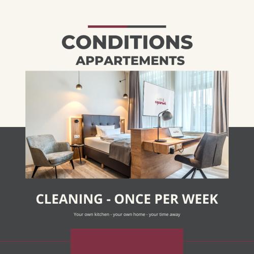 a poster of a hotel room with a bed and a desk at Hotel Esplanade Dortmund in Dortmund