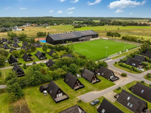 an aerial view of a soccer field and houses at Holiday Home Ernstine by Interhome in Farsø