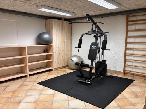 a gym with a exercise bike in a room at Holiday Home Aster - 150m from the sea by Interhome in Hirtshals