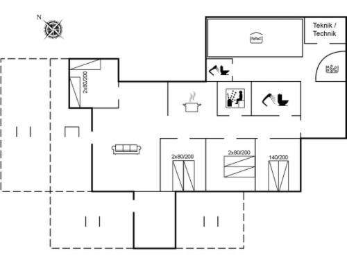 un plan d'étage d'une maison dans l'établissement Holiday Home Nelina - 300m from the sea by Interhome, à Bogense