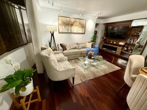 Ruang duduk di Acogedora Habitación, excelente ubicación