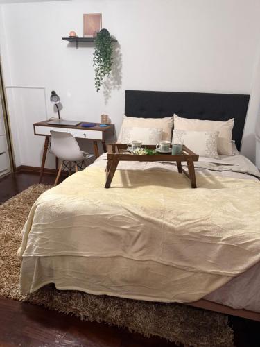 Ένα ή περισσότερα κρεβάτια σε δωμάτιο στο Acogedora Habitación, excelente ubicación