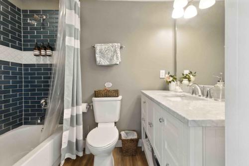 a bathroom with a toilet and a tub and a sink at Hartley Lake Hideaway - The Perfect Getaway! in Brainerd