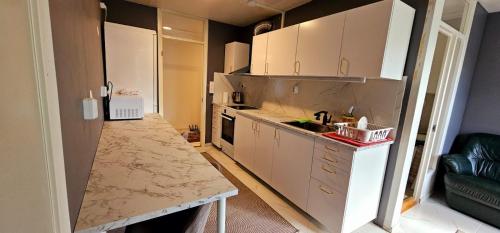 Η κουζίνα ή μικρή κουζίνα στο 3 bedrooms with 6 single beds