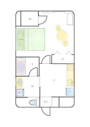 a floor plan of a tiny house at vetta kumamoto sakuramachi 603 in Kumamoto