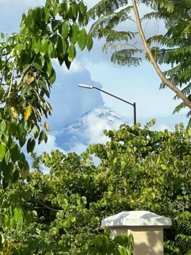 a view of a mountain through the trees at Hermosa Residencia en Oaxtepec in Oaxtepec