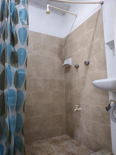 a bathroom with a shower and a sink at Departamento económico Campeche facultad ingeniería y QFB in Campeche