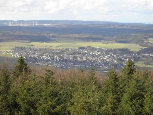 a view of a city from the top of a hill at Sweden with sauna in Kleinweidelbach