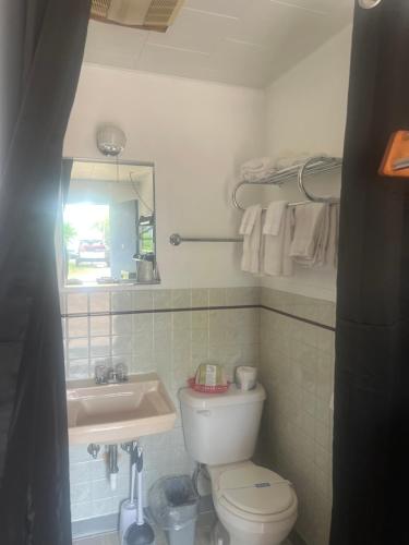 un baño con inodoro y lavabo en Royals Inn Motel, en Malta