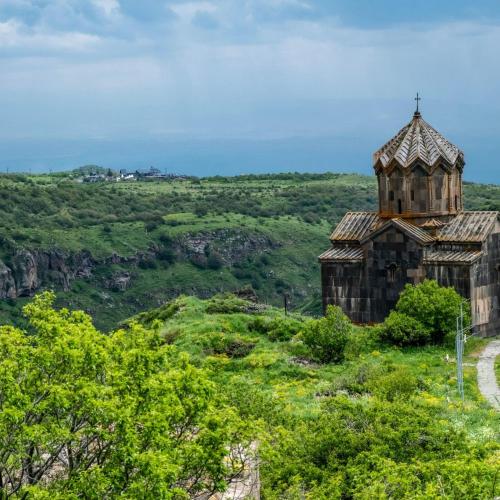 an old building on the side of a hill at Armenia RENT HOUSE Byurakan in Byurakan