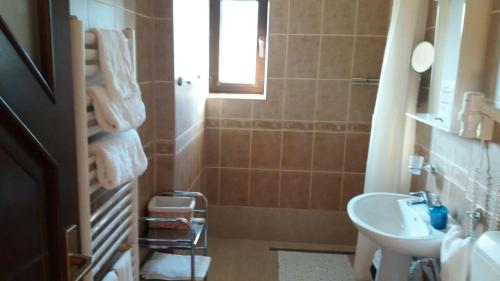 a bathroom with a sink and a toilet and a shower at Resort Bali Spa in Cornu de Jos