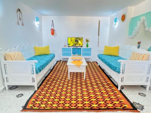 Ruang duduk di Blue Horizon Tabarka your seaside escape