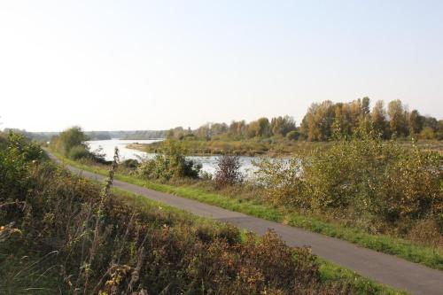 a road next to a body of water at ENTRE LOIRE ET CHER "Le Sologn'Eau" Gîte & SPA Privatif in Tour-en-Sologne