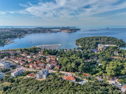 an aerial view of a town on a lake at Level 5 Rovinj - Adults Only in Rovinj