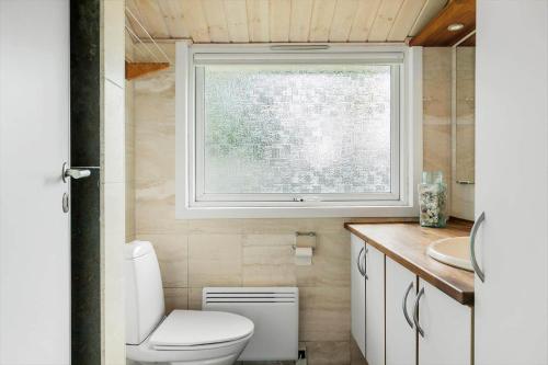 a bathroom with a toilet and a window at TV1598-Jerup-Kippen-32 in Jerup