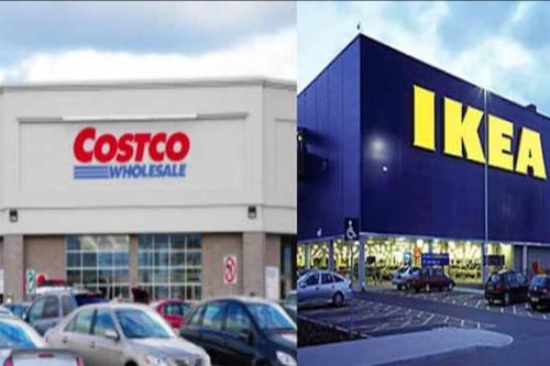 two pictures of a costco building with cars parked outside at Modern Comfort Patio and Workstation with Garage in North Lakes