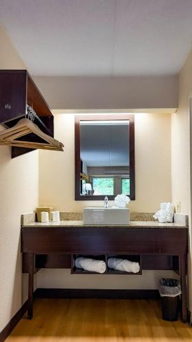 a bathroom with a sink and a mirror at Motel 6 Smyrna, GA in Atlanta