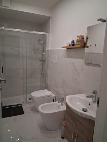a bathroom with a toilet and a sink and a shower at B&B Colle Degli Angeli in Penne
