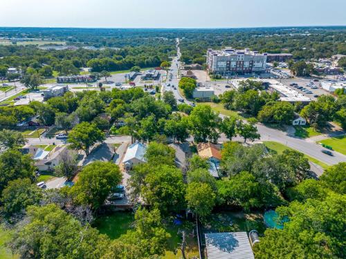 an aerial view of a town with a park at NEW The Round Up, 4BR, Walk to TSU, Downtown in Stephenville