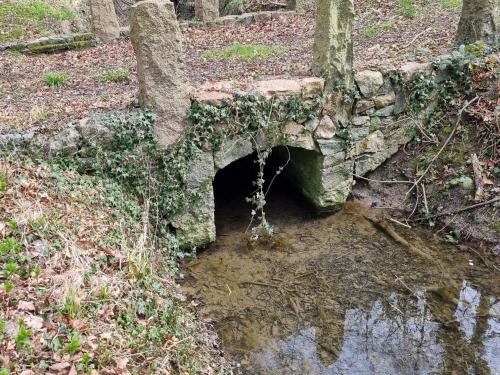 an old stone bridge with ivy growing on it at Luxury Spa Retreat in Lolland - By Traum Ferienwohnungen in Nakskov