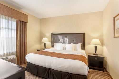 a hotel room with a large bed and a window at Comfort Suites Moses Lake in Moses Lake