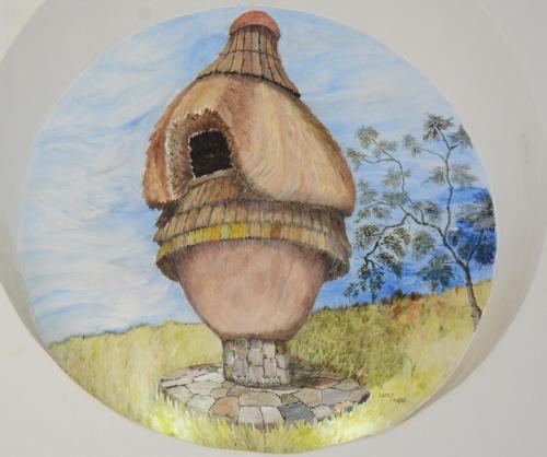 a painting of a mushroom house in a field at Hotel Magico Inn in Cuautla Morelos