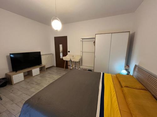 ヴェネツィアにある威尼斯民宿Venezia Stay 东北阿姨的小屋のベッドと薄型テレビのある寝室