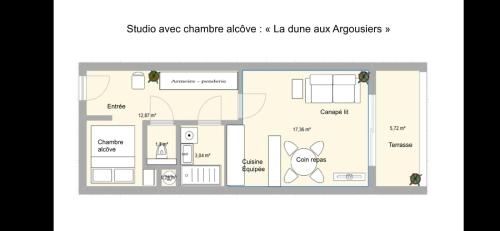 a screenshot of a floor plan of a bathroom at La Dune aux Argousiers in Wimereux - sleeps 4 in Wimereux