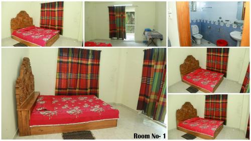 a collage of four pictures of a room with a bed at Rayhan's in Cox's Bazar