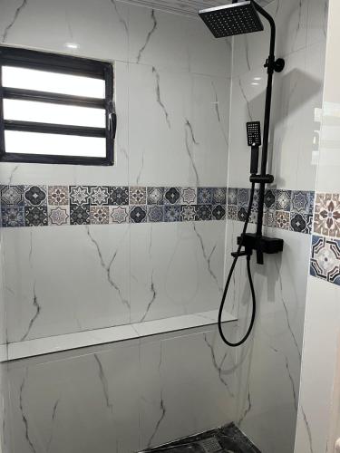 a bathroom with a shower with a shower at Le ZANATANY BEACH in Tamatave