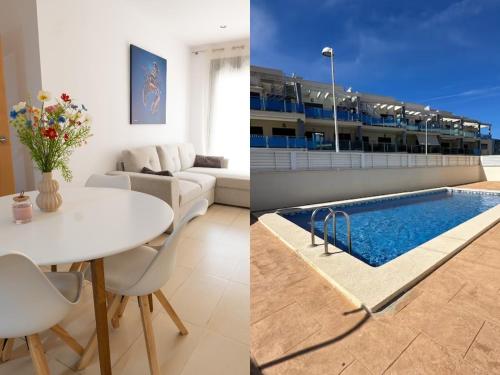 Ground floor apartment on the seafront with pool