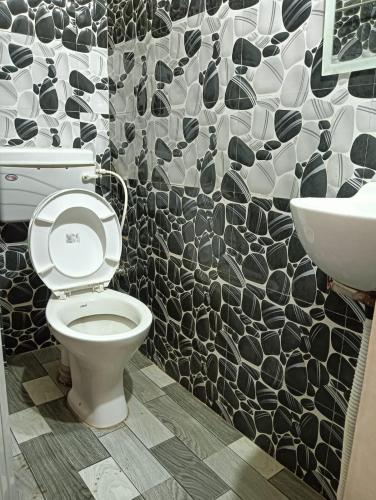 un baño con inodoro y lavabo en Hotel Sonali, en Agartala