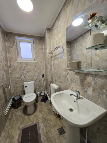 a bathroom with a sink and a toilet at Rodica Apartment in Sibiu