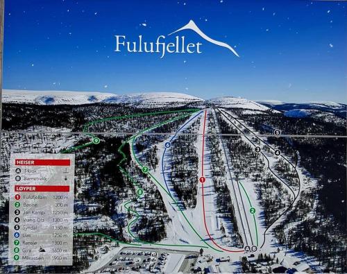 a map of a city with snow on a mountain at 16 - Fulufjellets nasjonalparker - snø - alpint - langrenn - snøscooter in Ljørdal