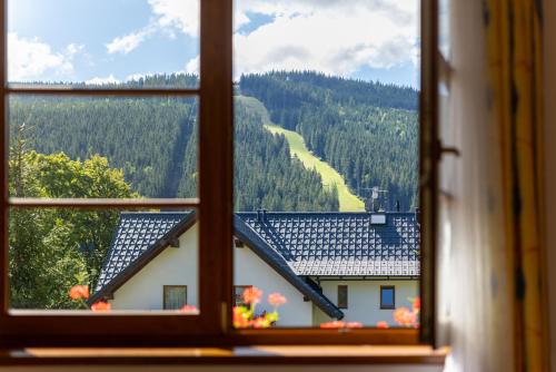 a view from a window of a house at Apartmany Aneta in Špindlerův Mlýn