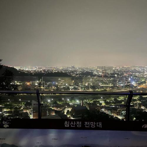 a view of a city at night with lights at Daegu 3 rooms APT All furnished Near downtown & Dongdaegu station in Daegu
