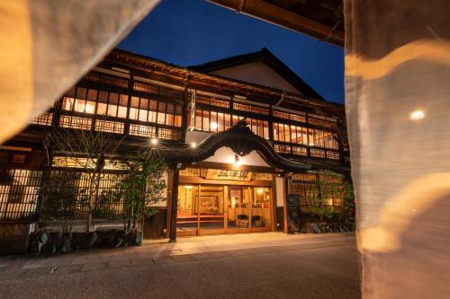 an external view of a building at night at Okutsusou in Kagamino