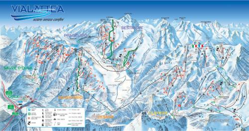 a map of a mountain range with snow at Pista Olimpica 1min - Ski Box - Seggiovia 3min in Plan