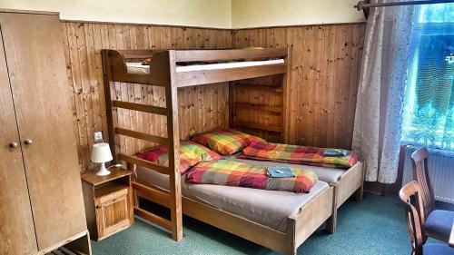 a bedroom with a bunk bed in a room at Penzion Villa in Janske Lazne