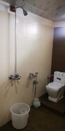 a bathroom with a toilet and a sink at Mezbaan guest house in Nathia Gali