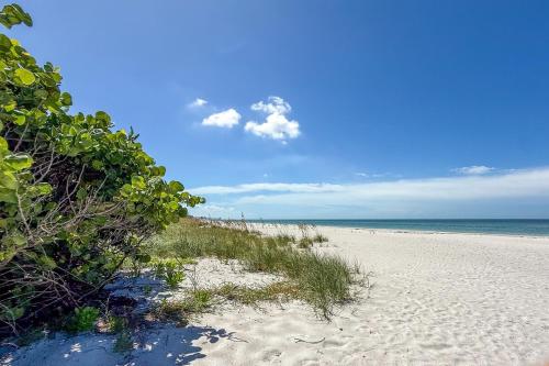 a sandy beach with grass and the ocean in the background at One-Bedroom on the Beach! in Longboat Key
