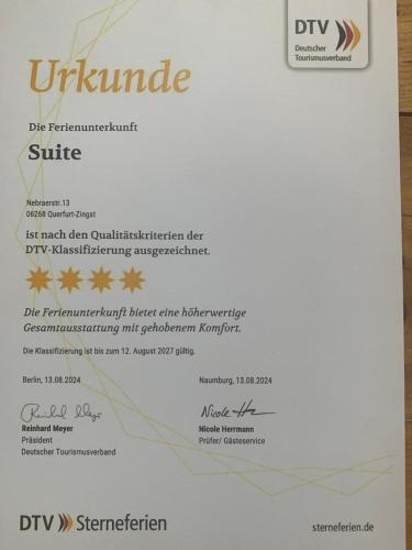 Schloss Zingstに飾ってある許可証、賞状、看板またはその他の書類