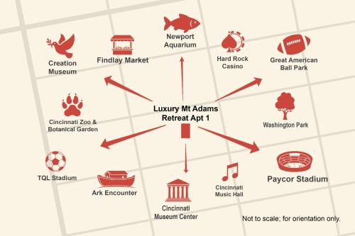 a map of the city of singapore with its landmarks at Luxury Mt Adams Retreat Apt 1 in Cincinnati