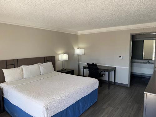 a hotel room with a bed and a desk at Days Inn by Wyndham Georgetown in Georgetown
