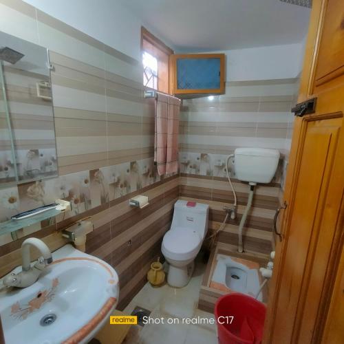 a bathroom with a toilet and a sink at Beauty of abbottabad in Abbottābād