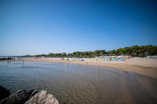 a beach with a bunch of people on it at Hotel Prestige in Montesilvano