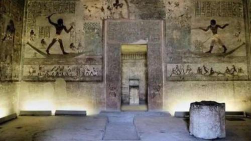 a room with paintings on the walls of a building at Apartment in Minya with archaeological tours in Al Minya